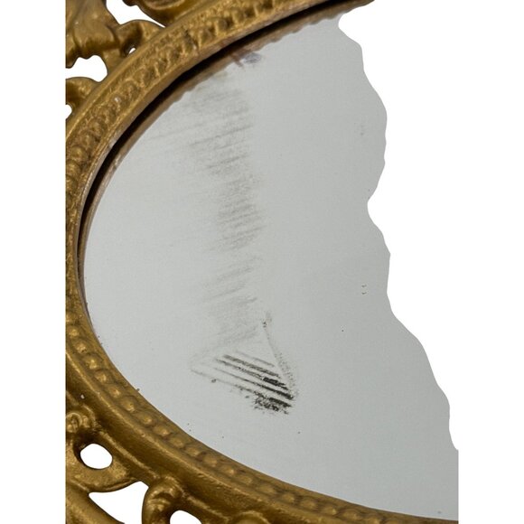 Vintage Ornate Gold Mirror JM With Cherub & Floral Design - Picture 5 of 5